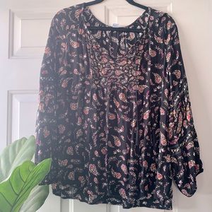 Paisley floral peasant boho top